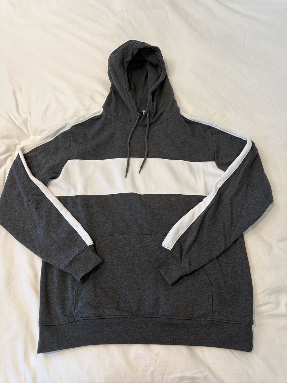 H&M Charcoal & White Pullover Hoodie